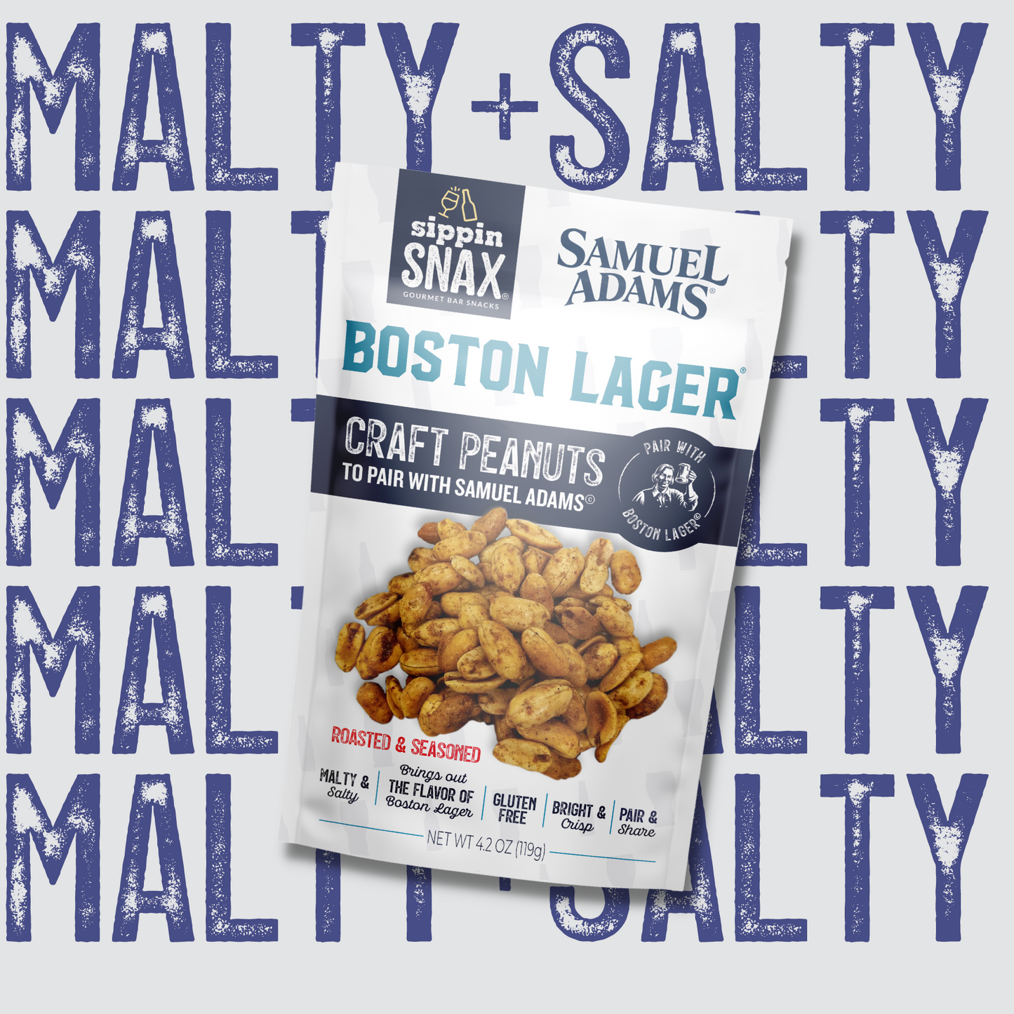 SIPPIN SNAX Samuel Adams Boston Lager Craft Peanuts